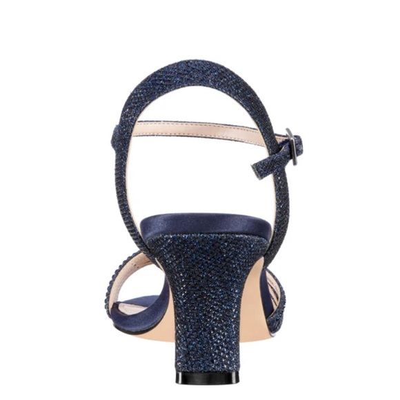 Nina New York - NAVY TEXTURED METALLIC LOW-HEEL DRESS SANDAL Size 8.5 - Picture 14 of 15